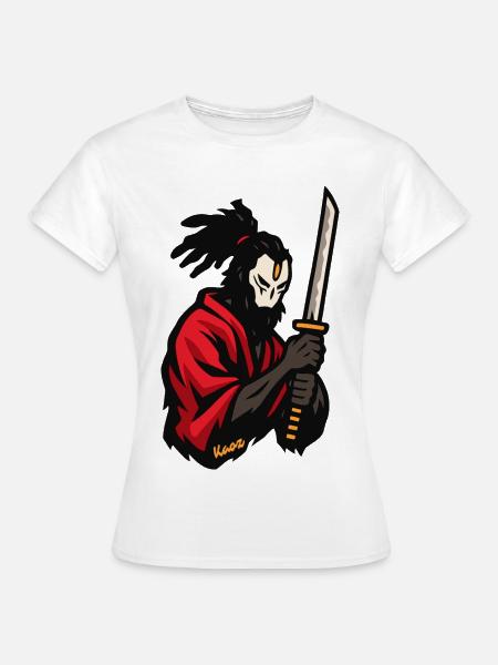 Roter Mantel Ninja Katana - Frauen T-Shirt - Weiß