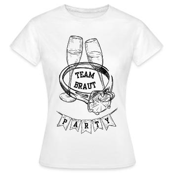 Team Braut zur JGA, Verlobung, Hochzeit, Brautjung - Frauen T-Shirt - Weiß - Vorne - AI Model Female 172 dark (172cm)