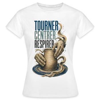 Tourner Centrer Respirer - T-shirt Femme - blanc - Devant - AI Model Female 172 dark (172cm)