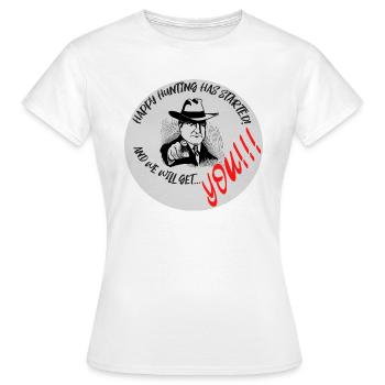 Happy Hunting! - Frauen T-Shirt - Weiß - Vorne - AI Model Female 172 dark (172cm)