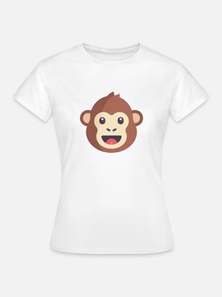 brauner Affen Emoticon - Frauen T-Shirt - Weiß