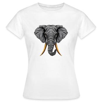 Éléphant majestueux : sagesse tribale géométrique - T-shirt Femme - blanc - Devant - AI Model Female 172 dark (172cm)