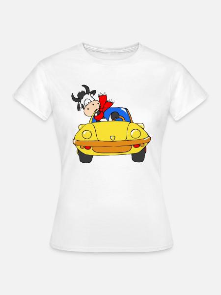 Cow driving car - Frauen T-Shirt - Weiß
