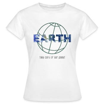 lignes Planète terre lettrage idée cadeau environnemental - T-shirt Femme - blanc - Devant - AI Model Female 172 dark (172cm)
