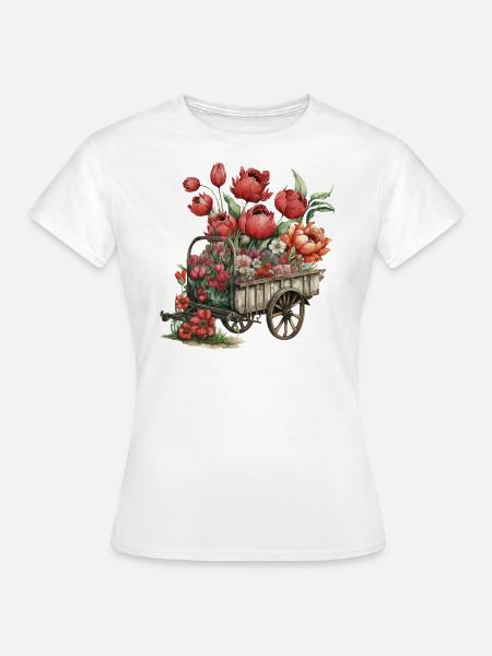 Blumenwagen - Frauen T-Shirt - Weiß