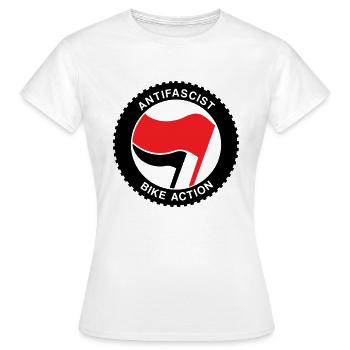 Anitfascist Bike-Action - Frauen T-Shirt - Weiß - Vorne - AI Model Female 172 dark (172cm)