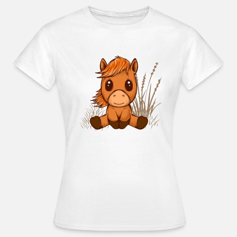 Pferd süß Mädchen Pferde reiten Geschenk niedlich - Frauen T-Shirt - Weiß