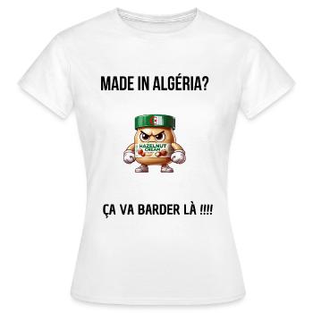 L'icône Algérienne de la tartine avec humour - T-shirt Femme - blanc - Devant - AI Model Female 172 dark (172cm)