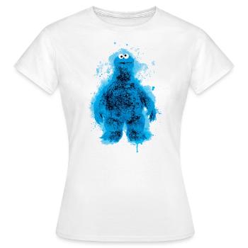 Sesamstraße Krümelmonster Farbspritzer - Frauen T-Shirt - Weiß - Vorne - AI Model Female 172 dark (172cm)