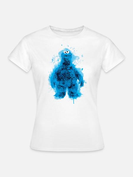 Sesame Street Cookie Monster Color Splashes - Women's T-Shirt - white