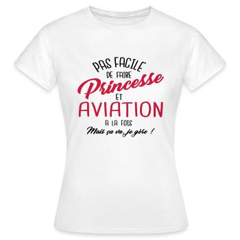 Princesse et aviation - T-shirt Femme - blanc - Devant - AI Model Female 172 dark (172cm)