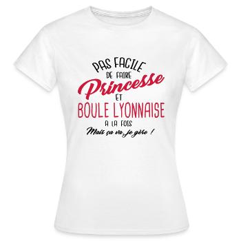 Princesse et boule lyonnaise - T-shirt Femme - blanc - Devant - AI Model Female 172 dark (172cm)