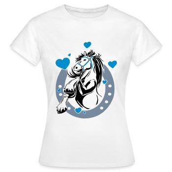 Hufeisen Pferd lustig Geschenkidee Reitverein Ross - Frauen T-Shirt - Weiß - Vorne - AI Model Female 172 dark (172cm)
