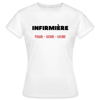 Métier infirmière piqûre suture luxure - T-shirt Femme - blanc - Devant - AI Model Female 172 dark (172cm)