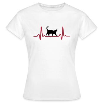 Cat & Heartbeat, Heart - T-shirt Femme - blanc - Devant - AI Model Female 172 dark (172cm)
