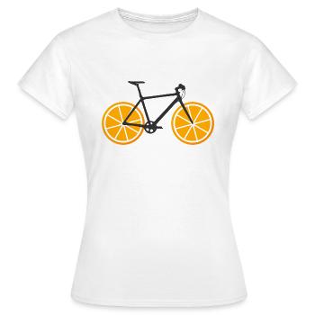 Cooles Fahrrad mit fruchtigen Orangen als Reifen - Frauen T-Shirt - Weiß - Vorne - AI Model Female 172 dark (172cm)