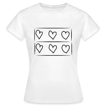 sechs herzen herz rechteck - Frauen T-Shirt - Weiß - Vorne - AI Model Female 172 dark (172cm)
