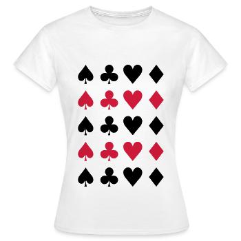 Pik Kreuz Herz Karo Muster - Frauen T-Shirt - Weiß - Vorne - AI Model Female 172 dark (172cm)
