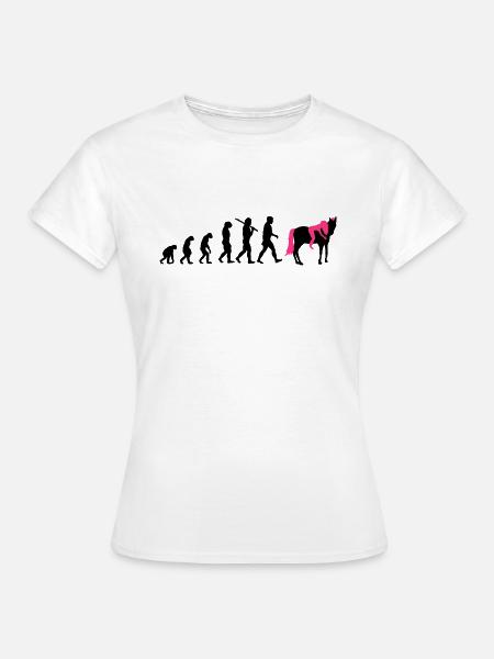 Evolution Reiterin Pferd - Frauen T-Shirt - Weiß