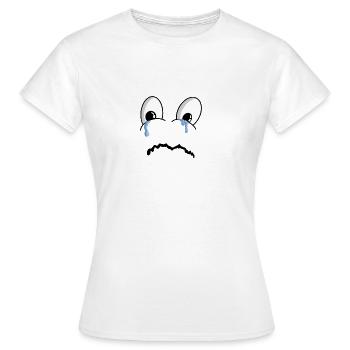 Sad Face Comic Tears - Women's T-Shirt - white - Front - AI Model Female 172 dark (172cm)