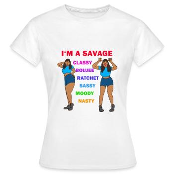 Je suis un sauvage - T-shirt Femme - blanc - Devant - AI Model Female 172 dark (172cm)