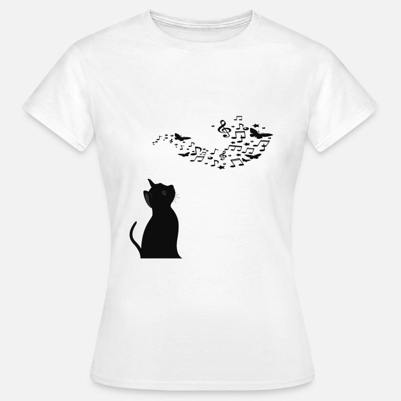 Cat with music notes - Women's T-Shirt - white