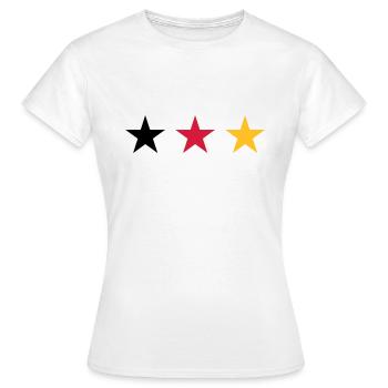 Drei Sterne Deutschlandfahne - Frauen T-Shirt - Weiß - Vorne - AI Model Female 172 dark (172cm)