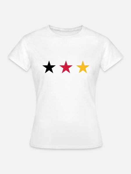 Drei Sterne Deutschlandfahne - Frauen T-Shirt - Weiß