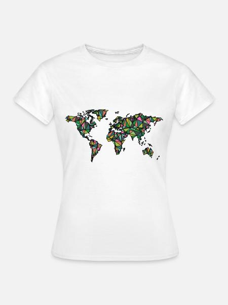 Geometrische Weltkarte - Frauen T-Shirt - Weiß
