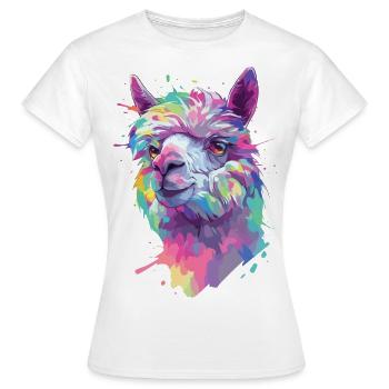 Alpaga Lama Nature animale Zoo Andes Inca Art coloré - T-shirt Femme - blanc - Devant - AI Model Female 172 dark (172cm)