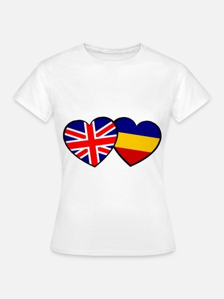 Die englisch rumaenischen Herzen - Frauen T-Shirt - Weiß