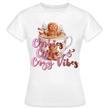 Cookies Cacao Cozy Vibes Noël Cacao - T-shirt Femme - blanc - Devant - AI Model Female 172 dark (172cm)