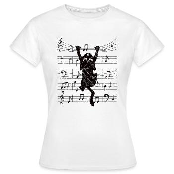 Chat avec des notes de musique musicien clé de sol - T-shirt Femme - blanc - Devant - AI Model Female 172 dark (172cm)