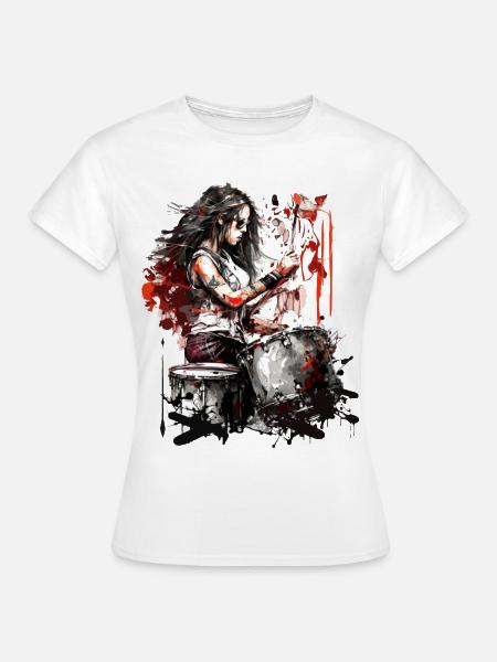 Coole Schlagzeugerin - Frauen T-Shirt - Weiß