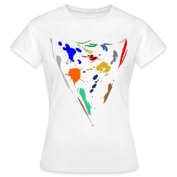 Bunte Farbkleckse - Dreieck - Frauen T-Shirt - Weiß - Vorne - AI Model Female 172 dark (172cm)