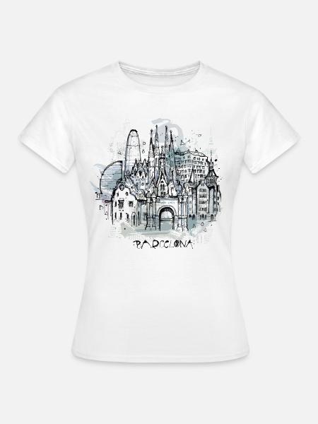 Barcelona Sketch - Frauen T-Shirt - Weiß
