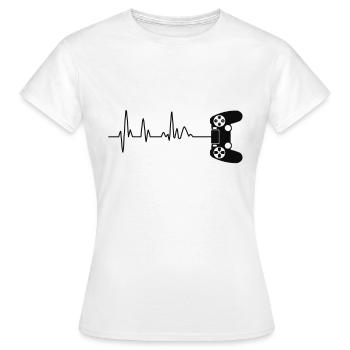 PS Controller Heartbeat Gaming Shirt - Frauen T-Shirt - Weiß - Vorne - AI Model Female 172 dark (172cm)