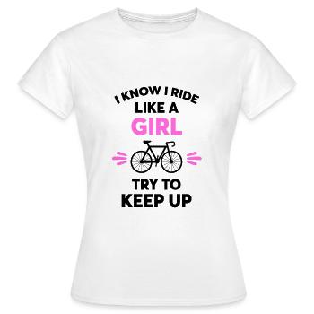 Je roule comme une fille vélo t-shirt BMX - T-shirt Femme - blanc - Devant - AI Model Female 172 dark (172cm)