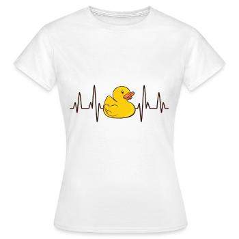 Badeente Gummiente Quietscheente Herzschlag - Frauen T-Shirt - Weiß - Vorne - AI Model Female 172 dark (172cm)