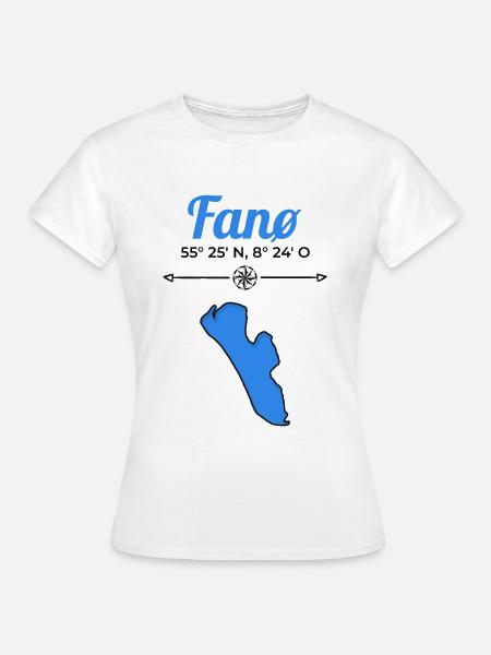 Fanö Dänemark Koordinaten Urlaub - Dame-T-shirt - hvid