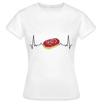 Rouleaux de viande hachée Mett Mettbrötchen - T-shirt Femme - blanc - Devant - AI Model Female 172 dark (172cm)