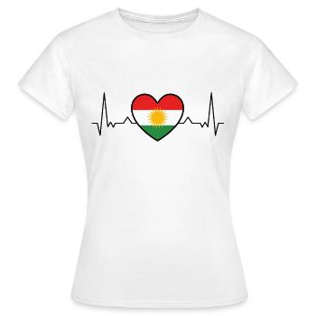 Kurdistan flag heart heartbeat origin - Women's T-Shirt - white - Front - AI Model Female 172 dark (172cm)