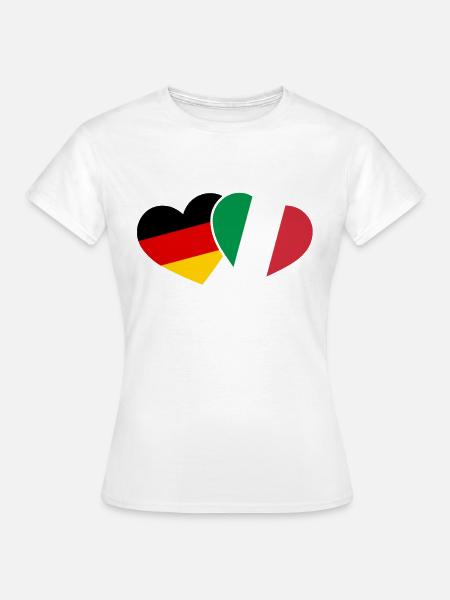 Italien und Deutschland Herz Urlaub Reise - Frauen T-Shirt - Weiß