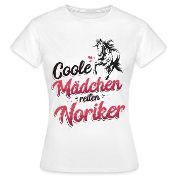 Coole Mädchen reiten Noriker Reiterin Pferd - Frauen T-Shirt - Weiß - Vorne - AI Model Female 172 dark (172cm)