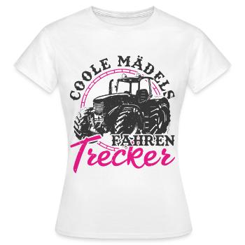 Coole Mädchen fahren Trecker Traktorfahrer - Frauen T-Shirt - Weiß - Vorne - AI Model Female 172 dark (172cm)