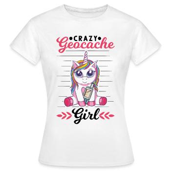 Crazy Geocache Girl Geocachcherin Geocaching - T-shirt Femme - blanc - Devant - AI Model Female 172 dark (172cm)