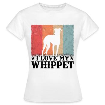 J'aime mon chien Whippet Greyhound Retro - T-shirt Femme - blanc - Devant - AI Model Female 172 dark (172cm)