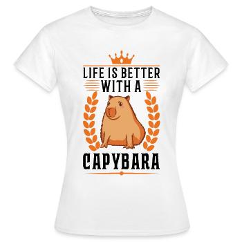 Life is better with a Capybara Wasserschwein - Frauen T-Shirt - Weiß - Vorne - AI Model Female 172 dark (172cm)