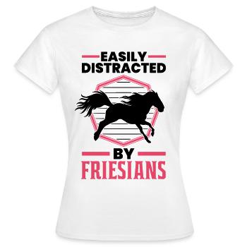 Easily distracted by Friesian's Frisian horse - Women's T-Shirt - white - Front - AI Model Female 172 dark (172cm)