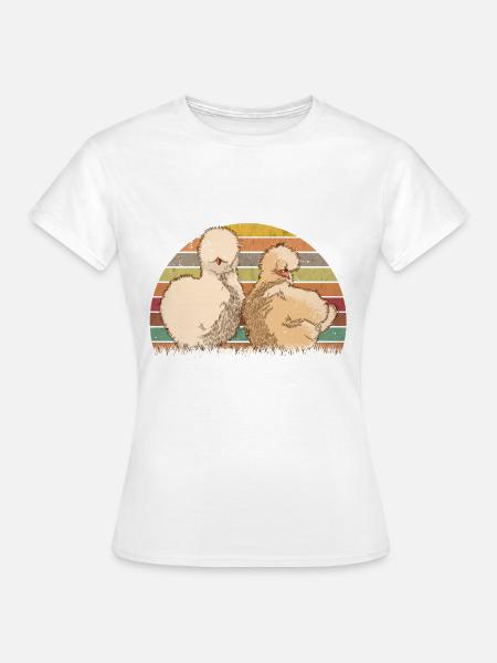 Poulet de soie rétro Poulets de soie Vintage Silkie - T-shirt Femme - blanc